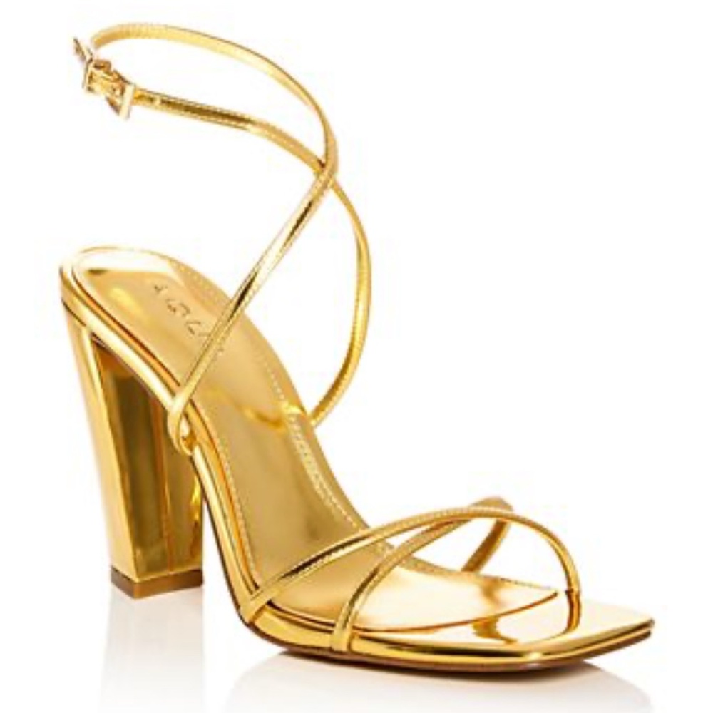 Aqua Women's Winnie Strappy High Heel‎ Sandals Size 6.5 Gold Metallic